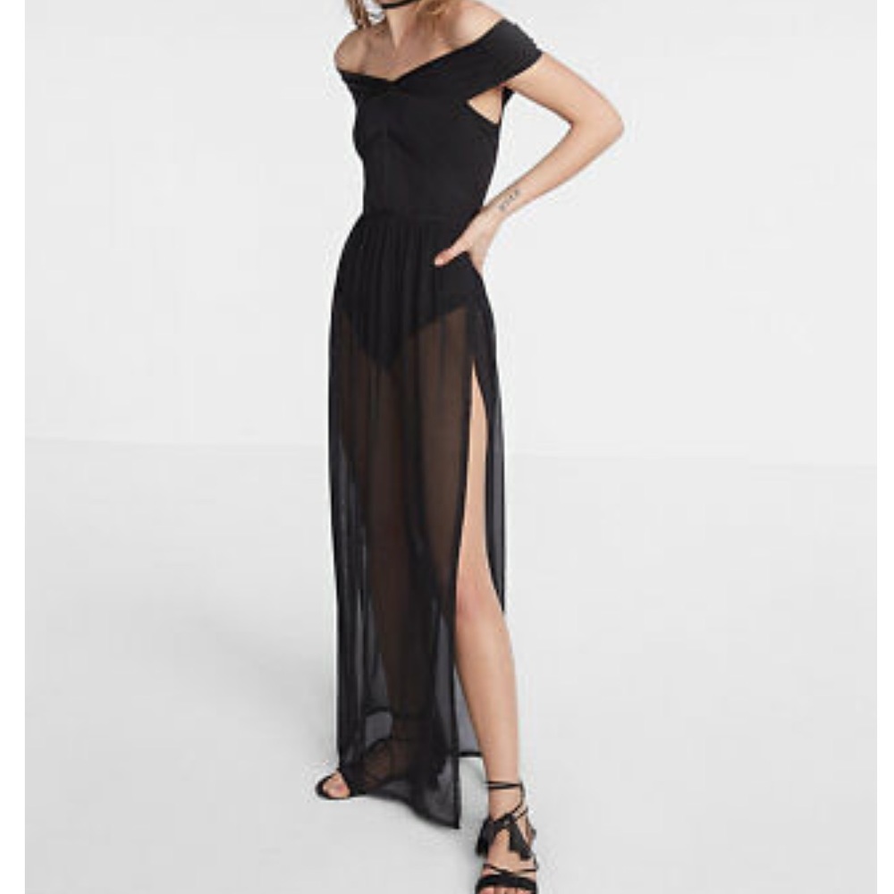 Off the shoulder bodysuit maxi dress